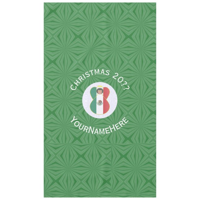 Mexican Angel Christmas Flag Personalized Text Tischdecke (Vorderseite)