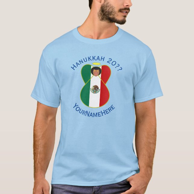 Mexican Angel Hanukkah Flag Personalized Men's  T-Shirt (Vorderseite)