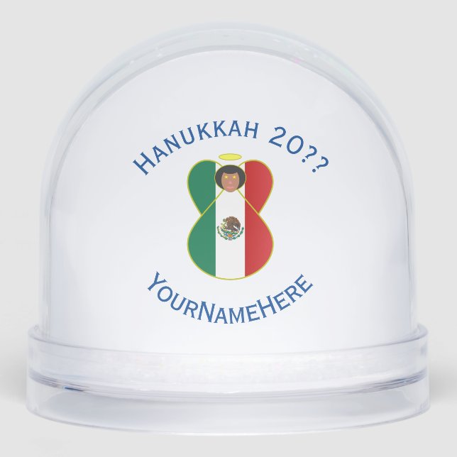 Mexican Angel Hanukkah Flag Personalized Schneekugeln (Vorderseite)