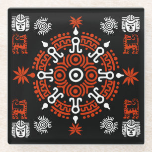 Mexican Aztec Art Wohngestaltung Glasuntersetzer
