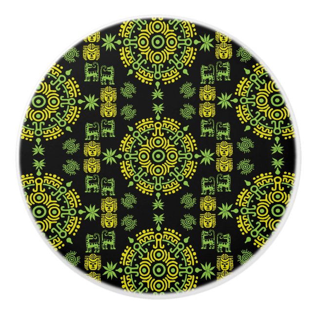 Mexican Aztec Art Wohngestaltung Keramikknauf (Vorderseite)