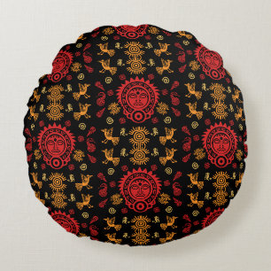 Mexican Aztec Art Wohngestaltung Rundes Kissen