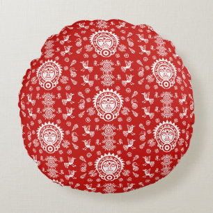 Mexican Aztec Art Wohngestaltung Rundes Kissen