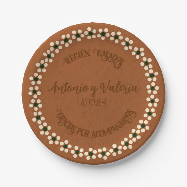 Mexican Barro Inspiriert Wedding Fiesta Paper Tell Pappteller (Vorderseite)