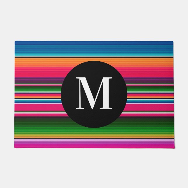 Mexican Blanket Fiesta Streifen Monogram Serape Fußmatte (Vorderseite)
