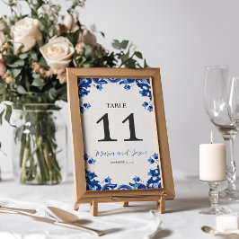 Mexican Blue Floral Elegant Fiesta Wedding Tischnummer