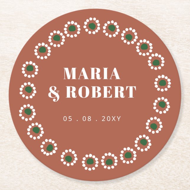 Mexican Boho Barro Runder Pappuntersetzer (Vorderseite)