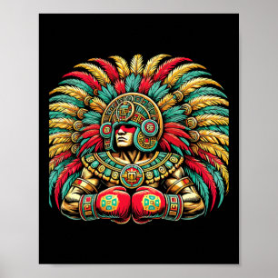 Mexican Boxing Aztec Warrior Design Poster