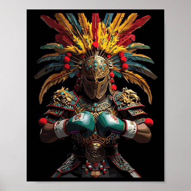 Mexican Boxing Aztec Warrior Power Poster (Vorne)