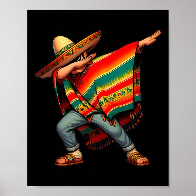 Mexican Boy Dabbing Poncho Cinco De Mayo 4 Poster (Vorne)