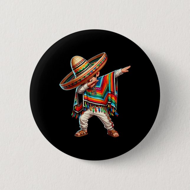 Mexican Boy Dabbing Poncho Cinco De Mayo Button (Vorderseite)