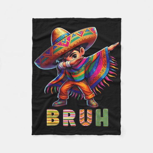 Mexican Boy Dabbing Poncho Cinco De Mayo Funny Bru Fleecedecke (Vorderseite)