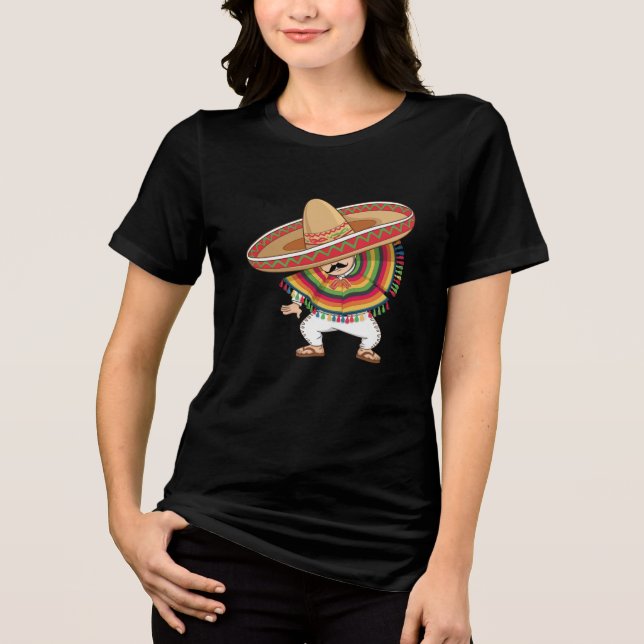 Mexican Boy Dabbing Poncho Cinco de Mayo Tri-Blend Shirt (Vorderseite)