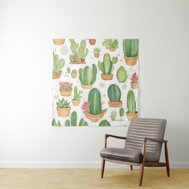 Mexican Cactus Oasis Wallpaper Wandteppich (Beispiel)