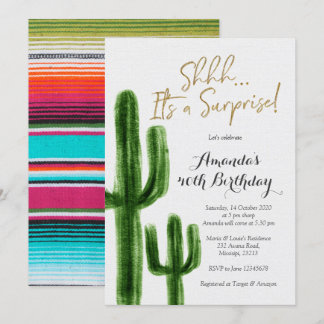 Mexican Cactus Surprise Birthday Party Einladung