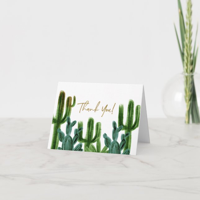 Mexican Cactus Themed Party Faltt Dankeschön Card Dankeskarte (Vorderseite)