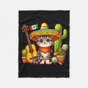 Mexican Cat Cinco De Mayo Kitten Let's Fiesta Viva Fleecedecke