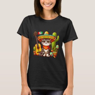 Mexican Cat Cinco De Mayo Kitten Let's Fiesta Viva T-Shirt