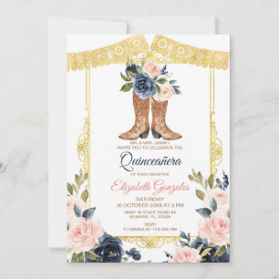 Mexican Charro Boots Quinceanera  Einladung