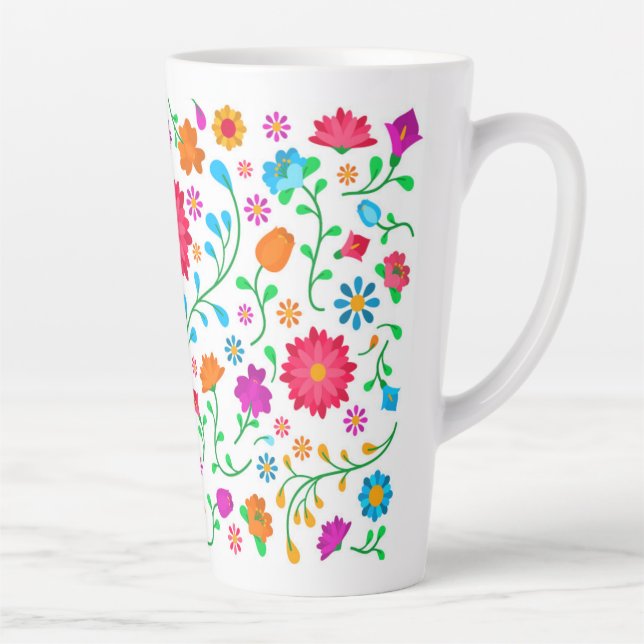 Mexican cheerful colourful folk art pattern  milchtasse (Rechts)