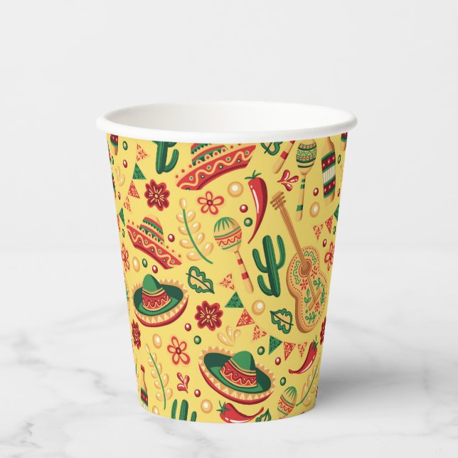 Mexican Cinco De Mayo Pattern  Pappbecher (Vorderseite)