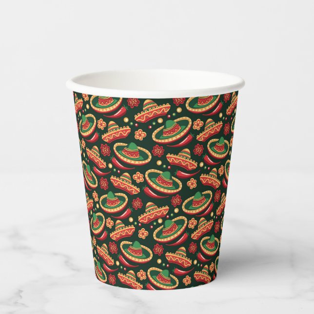 Mexican Cinco De Mayo Pattern  Pappbecher (Vorderseite)