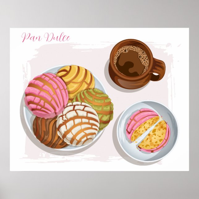 Mexican Concha Pan Dulce & Champurrado Tasse Küche Poster (Vorne)