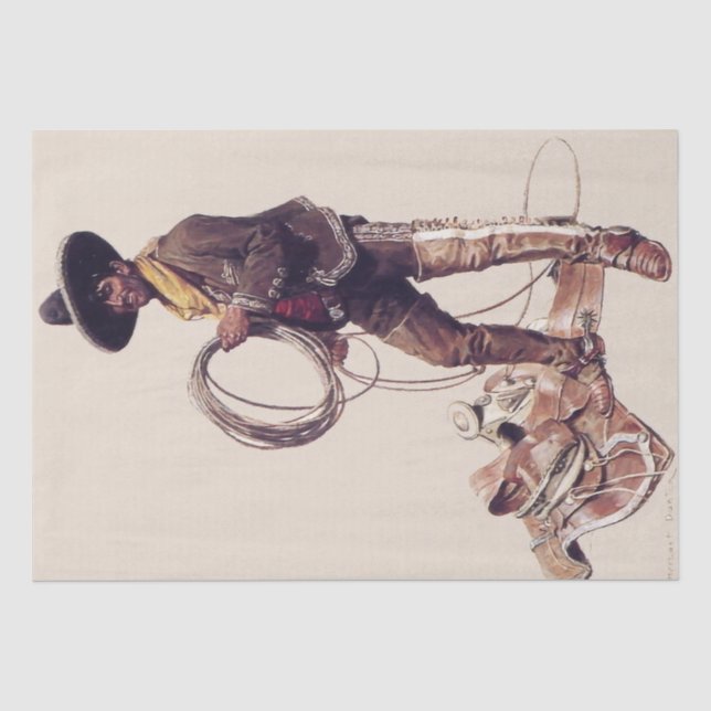 "Mexican Cowboy" von W Herbert Dunton Seidenpapier (Vorderseite)