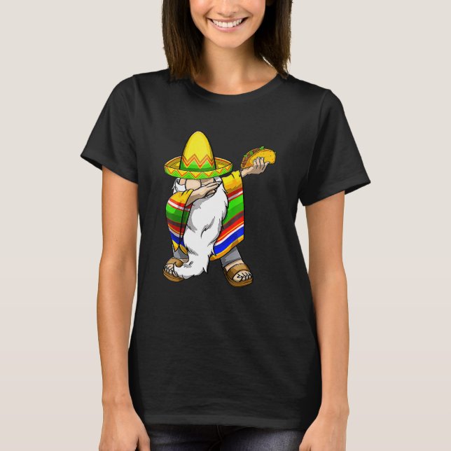 Mexican Dabbing Gnome Cinco De Mayo Poncho Sombrer T-Shirt (Vorderseite)