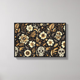Mexican Dead and Floral Art Leinwanddruck