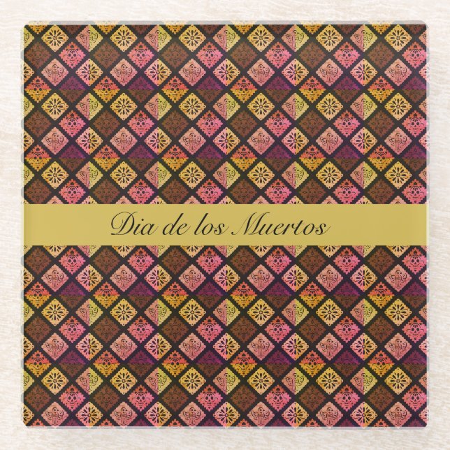 Mexican Dia de los Muertos anpassbar Glasuntersetzer (Vorderseite)