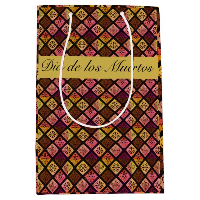 Mexican Dia de los Muertos anpassbar Mittlere Geschenktüte (Vorderseite)