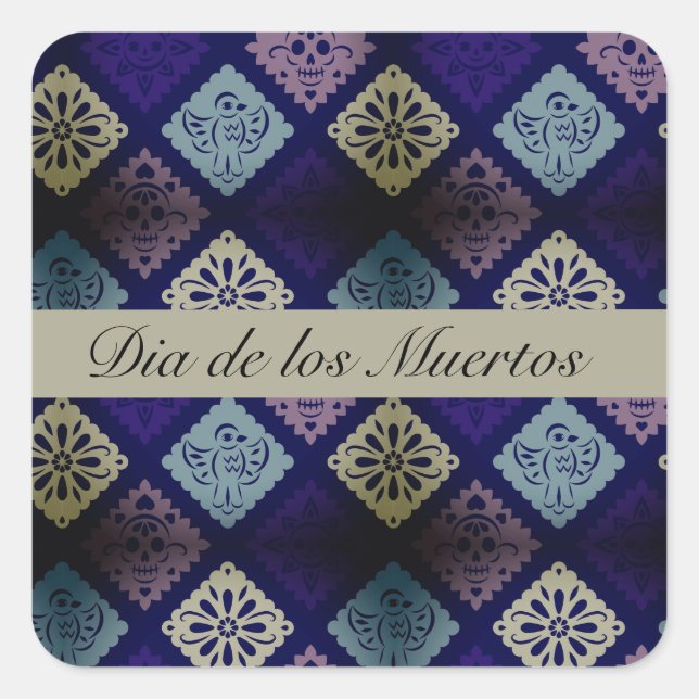 Mexican Dia de los Muertos anpassbar Quadratischer Aufkleber (Vorderseite)