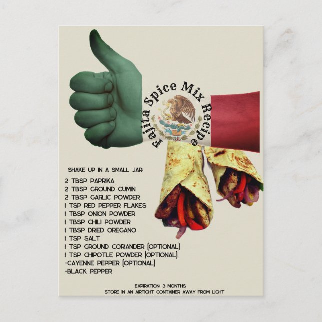 Mexican Fajita Spice Mix Rezept | Postkarte (Vorderseite)