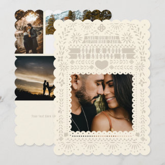 Mexican Fantail Doves Papel Picado Collage Einladung