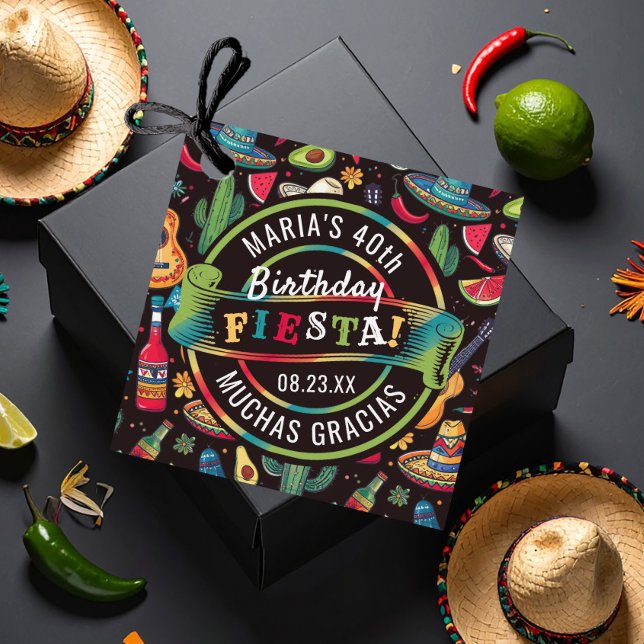 Mexican Fiesta Any Occasion Pattern Black ID1114 Geschenkanhänger (Von Creator hochgeladen)