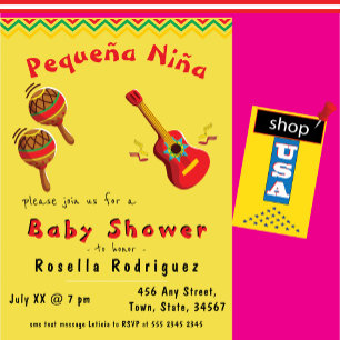Mexican Fiesta Baby and Mama Baby Shower Einladung
