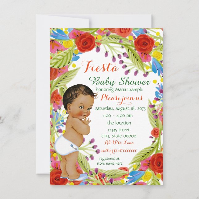 Mexican Fiesta Baby Boy Dusche Einladung (Vorderseite)