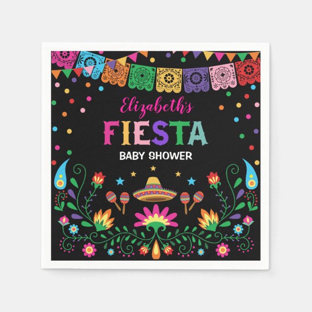 Mexican Fiesta Baby Dusche Gastgeschenke Serviette (Vorderseite)