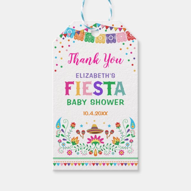 Mexican Fiesta Baby Shower Brautparty Favoriten Geschenkanhänger (Vorderseite)