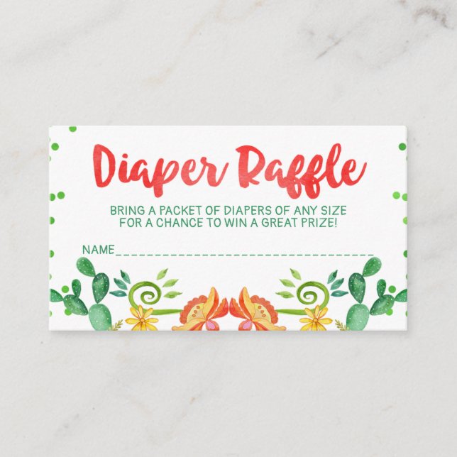 Mexican Fiesta Baby Shower Diaper Raffle Begleitkarte (Vorderseite)