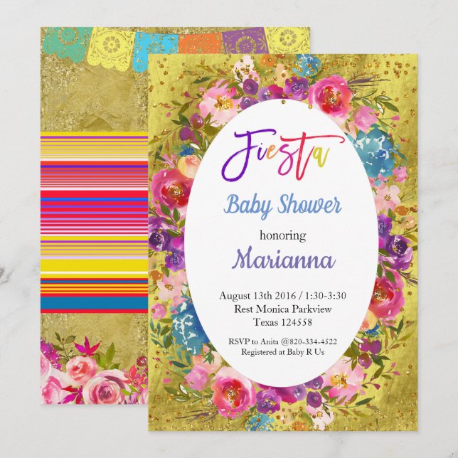 Mexican Fiesta Baby Shower Party Einladung (Vorne/Hinten)