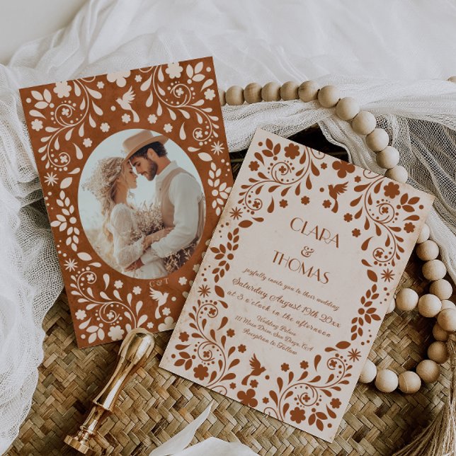 Mexican Fiesta Beige Terracotta Wedding Invitation (Créateur téléchargé)
