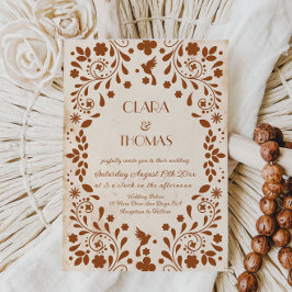 Mexican Fiesta Beige Terracotta Wedding Invitation Einladung