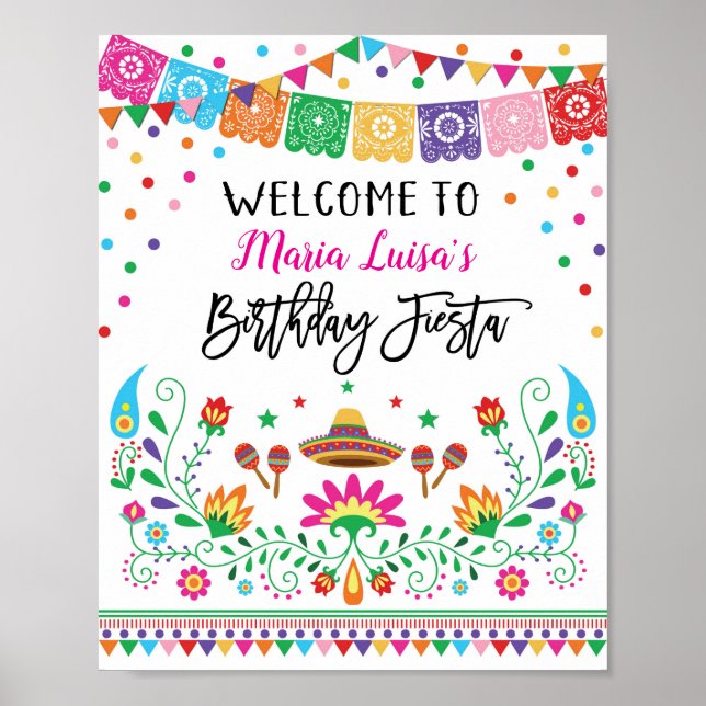 Mexican Fiesta Birthday Cactus Welcome Poster (Vorne)