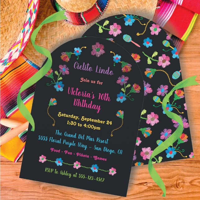 Mexican Fiesta Birthday Party Stickereibogen Einladung (Von Creator hochgeladen)