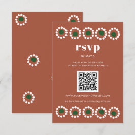 Mexican Fiesta Boho Barro Wedding QR Code RSVP Karte