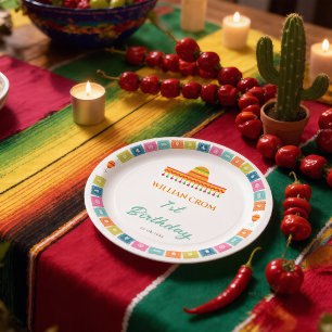 Mexican Fiesta Cactus 1. Geburtstag Pappteller