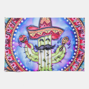 Mexican Fiesta Cinco de Mayo Sombrero Hat Blue Red Geschirrtuch
