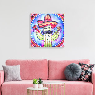 Mexican Fiesta Cinco de Mayo Sombrero Hat Blue Red Leinwanddruck